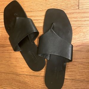 Everlane The Day Post Black Leather Sandal